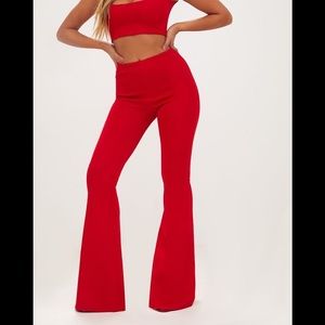 Pretty Little Thing Red Flare Pants